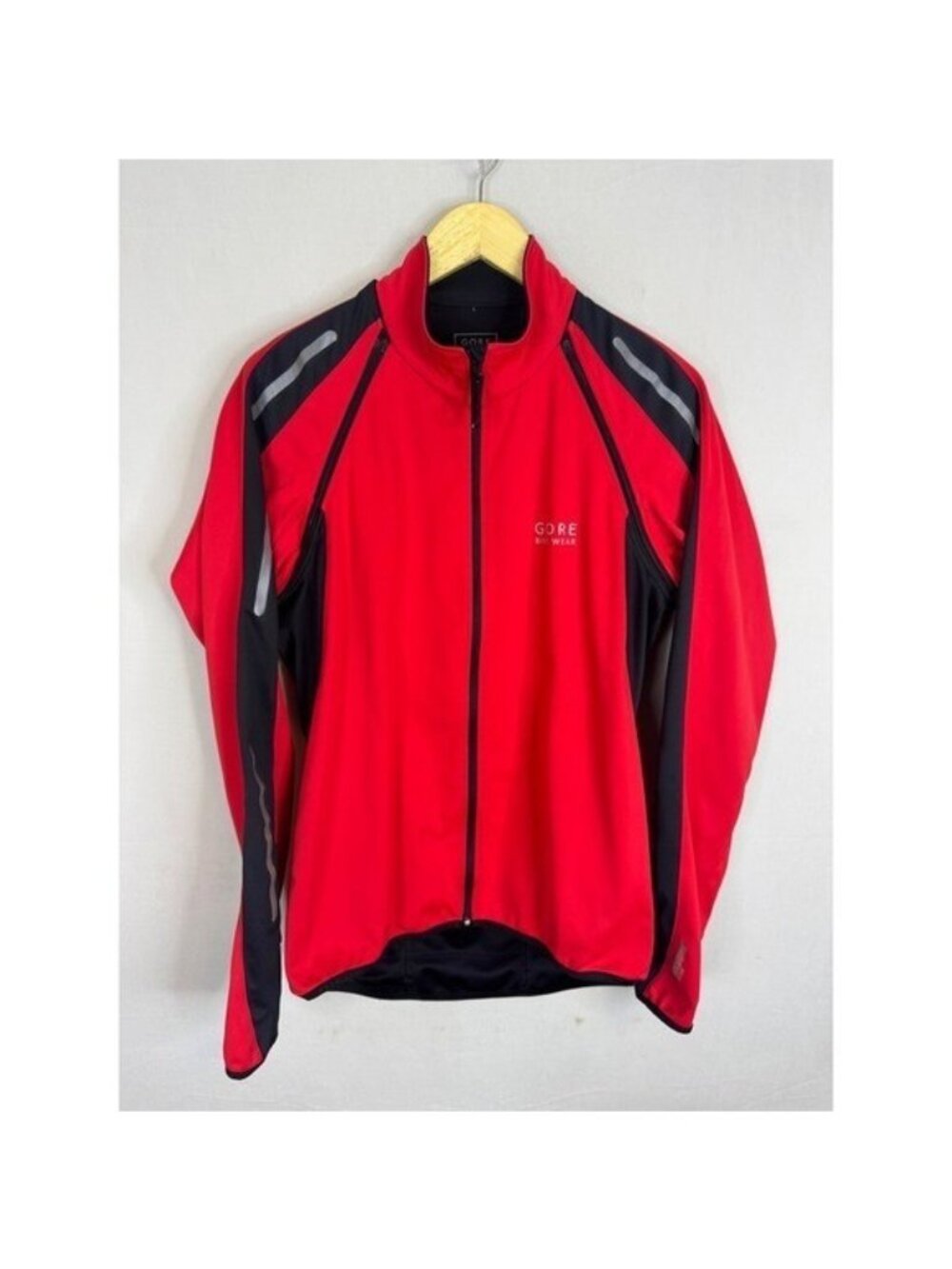 Gore Bike Wear Windstopper Soft Shell Cycling Jacket Red Black Mens Medium